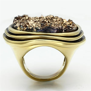 VL085 - IP Gold(Ion Plating) Brass Ring with Synthetic Synthetic Stone in Champagne