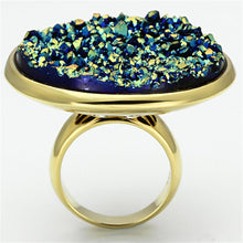 Load image into Gallery viewer, VL086 IP Gold(Ion Plating) Brass Ring with Synthetic in Sapphire