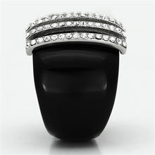 Load image into Gallery viewer, VL099 - High polished (no plating) Stainless Steel Ring with Top Grade Crystal  in Clear