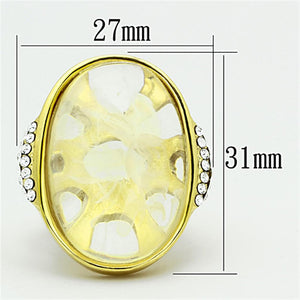 VL108 - IP Gold(Ion Plating) Stainless Steel Ring with Synthetic Synthetic Stone in Clear