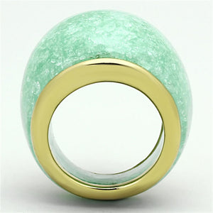 VL110 - IP Gold(Ion Plating) Stainless Steel Ring with Synthetic Synthetic Stone in Emerald