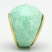 Load image into Gallery viewer, VL110 - IP Gold(Ion Plating) Stainless Steel Ring with Synthetic Synthetic Stone in Emerald