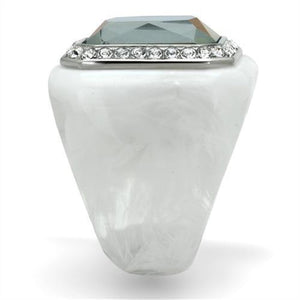 VL111 - High polished (no plating) Stainless Steel Ring with Synthetic Synthetic Stone in Aquamarine AB