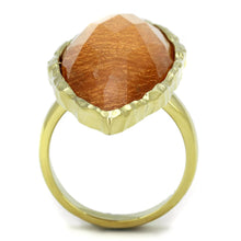 Load image into Gallery viewer, VL120 - IP Gold(Ion Plating) Stainless Steel Ring with Synthetic Synthetic Stone in Orange