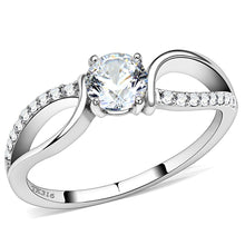 Load image into Gallery viewer, DA004 - High polished (no plating) Stainless Steel Ring with AAA Grade CZ  in Clear