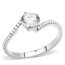 Load image into Gallery viewer, DA006 - High polished (no plating) Stainless Steel Ring with AAA Grade CZ  in Clear