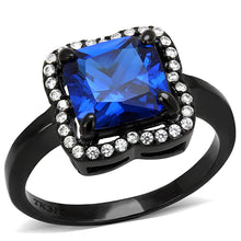 Load image into Gallery viewer, DA027 - IP Black(Ion Plating) Stainless Steel Ring with Synthetic Spinel in London Blue