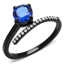 Load image into Gallery viewer, DA038 - IP Black(Ion Plating) Stainless Steel Ring with Synthetic Spinel in London Blue