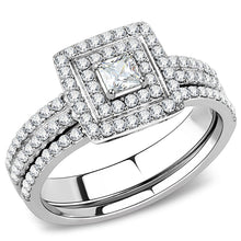 Load image into Gallery viewer, DA064 - High polished (no plating) Stainless Steel Ring with AAA Grade CZ  in Clear