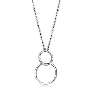 DA097 - High polished (no plating) Stainless Steel Chain Pendant with AAA Grade CZ  in Clear