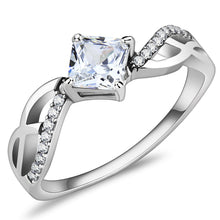 Load image into Gallery viewer, DA101 - High polished (no plating) Stainless Steel Ring with AAA Grade CZ  in Clear