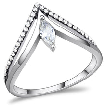 Load image into Gallery viewer, DA109 - High polished (no plating) Stainless Steel Ring with AAA Grade CZ  in Clear