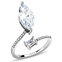 Load image into Gallery viewer, DA129 - High polished (no plating) Stainless Steel Ring with AAA Grade CZ  in Clear