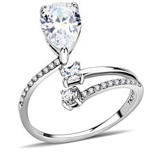 Load image into Gallery viewer, DA130 - High polished (no plating) Stainless Steel Ring with AAA Grade CZ  in Clear