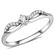 Load image into Gallery viewer, DA146 - High polished (no plating) Stainless Steel Ring with AAA Grade CZ  in Clear