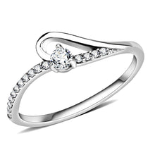 Load image into Gallery viewer, DA148 - High polished (no plating) Stainless Steel Ring with AAA Grade CZ  in Clear