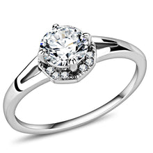 Load image into Gallery viewer, DA150 - High polished (no plating) Stainless Steel Ring with AAA Grade CZ  in Clear