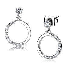 Load image into Gallery viewer, DA180 - High polished (no plating) Stainless Steel Earrings with AAA Grade CZ  in Clear