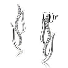 Load image into Gallery viewer, DA182 - High polished (no plating) Stainless Steel Earrings with AAA Grade CZ  in Clear