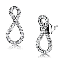 Load image into Gallery viewer, DA186 - High polished (no plating) Stainless Steel Earrings with AAA Grade CZ  in Clear