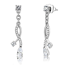 Load image into Gallery viewer, DA190 - High polished (no plating) Stainless Steel Earrings with AAA Grade CZ  in Clear