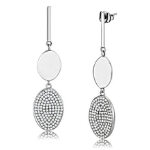 Load image into Gallery viewer, DA193 - High polished (no plating) Stainless Steel Earrings with AAA Grade CZ  in Clear