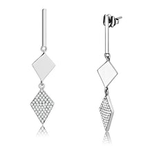 Load image into Gallery viewer, DA194 - High polished (no plating) Stainless Steel Earrings with AAA Grade CZ  in Clear