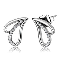 Load image into Gallery viewer, DA195 - High polished (no plating) Stainless Steel Earrings with AAA Grade CZ  in Clear