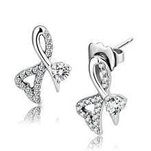 Load image into Gallery viewer, DA204 - High polished (no plating) Stainless Steel Earrings with AAA Grade CZ  in Clear
