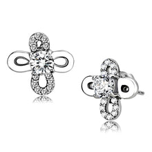 Load image into Gallery viewer, DA206 - High polished (no plating) Stainless Steel Earrings with AAA Grade CZ  in Clear