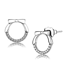 Load image into Gallery viewer, DA210 - High polished (no plating) Stainless Steel Earrings with AAA Grade CZ  in Clear