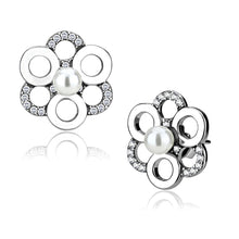 Load image into Gallery viewer, DA214 - High polished (no plating) Stainless Steel Earrings with Synthetic Pearl in White