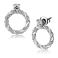 Load image into Gallery viewer, DA217 - High polished (no plating) Stainless Steel Earrings with AAA Grade CZ  in Clear