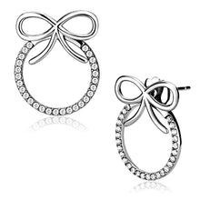 Load image into Gallery viewer, DA218 - High polished (no plating) Stainless Steel Earrings with AAA Grade CZ  in Clear