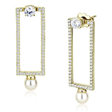 Load image into Gallery viewer, DA222 - IP Gold(Ion Plating) Stainless Steel Earrings with Synthetic Pearl in White