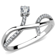 Load image into Gallery viewer, DA240 - High polished (no plating) Stainless Steel Ring with AAA Grade CZ  in Clear