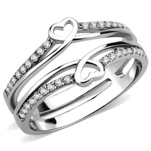 Load image into Gallery viewer, DA242 - High polished (no plating) Stainless Steel Ring with AAA Grade CZ  in Clear