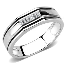 Load image into Gallery viewer, DA254 - High polished (no plating) Stainless Steel Ring with AAA Grade CZ  in Clear