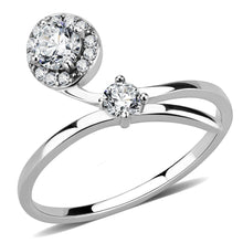 Load image into Gallery viewer, DA260 - High polished (no plating) Stainless Steel Ring with AAA Grade CZ  in Clear