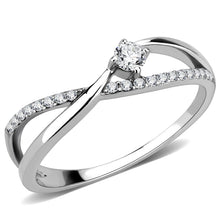 Load image into Gallery viewer, DA261 - High polished (no plating) Stainless Steel Ring with AAA Grade CZ  in Clear