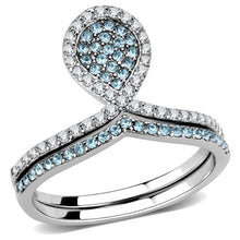 Load image into Gallery viewer, DA268 - High polished (no plating) Stainless Steel Ring with AAA Grade CZ  in Sea Blue