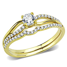 Load image into Gallery viewer, DA277 - IP Gold(Ion Plating) Stainless Steel Ring with AAA Grade CZ  in Clear