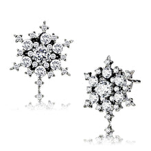 Load image into Gallery viewer, DA294 - High polished (no plating) Stainless Steel Earrings with AAA Grade CZ  in Clear