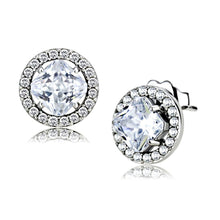 Load image into Gallery viewer, DA295 - High polished (no plating) Stainless Steel Earrings with AAA Grade CZ  in Clear