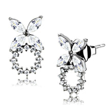 Load image into Gallery viewer, DA296 - High polished (no plating) Stainless Steel Earrings with AAA Grade CZ  in Clear