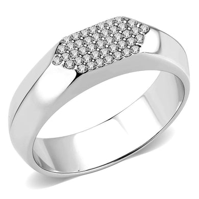 DA302 - No Plating Stainless Steel Ring with AAA Grade CZ  in Clear