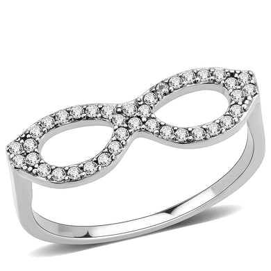 DA315 - No Plating Stainless Steel Ring with AAA Grade CZ  in Clear