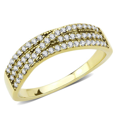 DA321 - IP Gold(Ion Plating) Stainless Steel Ring with AAA Grade CZ  in Clear