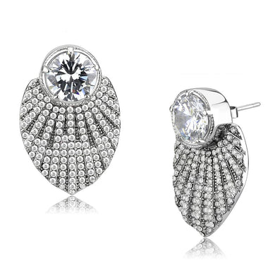DA331 - No Plating Stainless Steel Earrings with AAA Grade CZ  in Clear