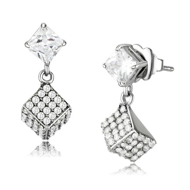 DA332 - No Plating Stainless Steel Earrings with AAA Grade CZ  in Clear